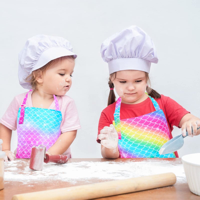 PASHOP 2 Pack Kids Apron Rainbow Unicorn Toddler Apron With Pockets for Kids Girls Boys Cooking Baking Painting - Image 5